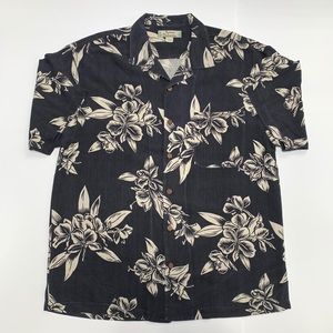 Tommy Bahama SS Large Camp Shirt Hibiscus Black